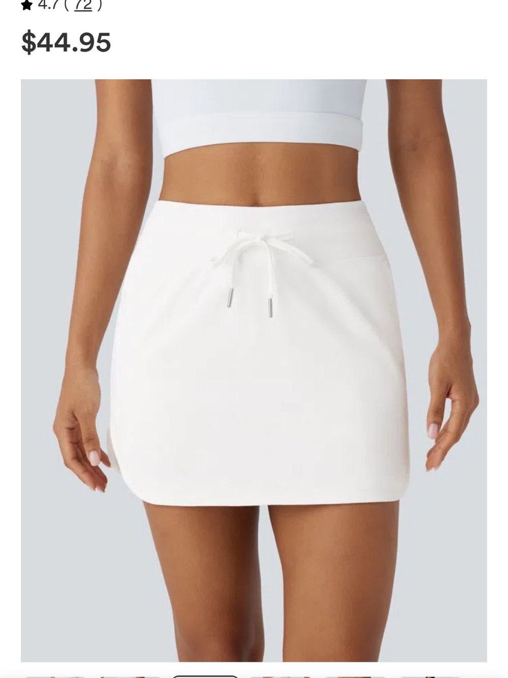 HALARA White Drawstring Mini Skort